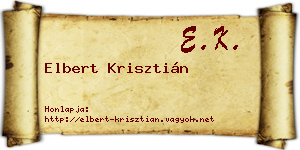 Elbert Krisztián névjegykártya